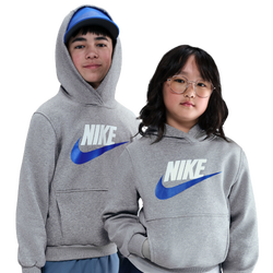 Boys' Grade School - Nike NSW Club HBR Fleece Hoodie - Dark Grey Heather/Game Royal