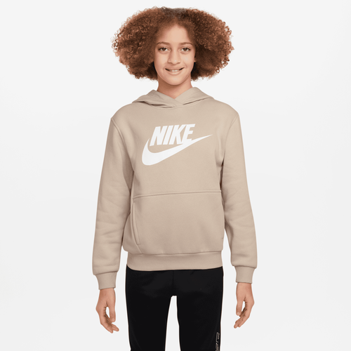 

Nike Boys Nike NSW Club HBR Fleece Hoodie - Boys' Grade School Sanddrift/White Size M