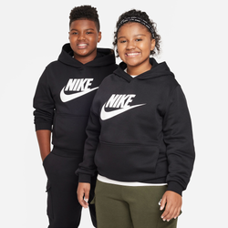 Boys' Grade School - Nike NSW Club Fleece Hoodie Extended Sizes - Black/White