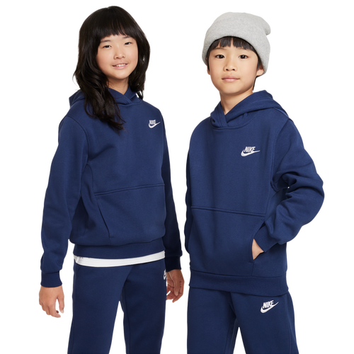 BOYS - Nike Club Fleece Hoodie LBR - Midnight Navy/White