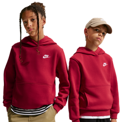 Boys' Grade School - Nike NSW Club LBR Fleece Hoodie - White/Tough Red