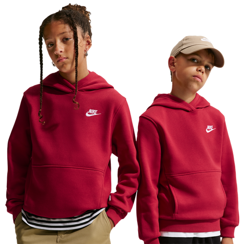 Nike NSW Club LBR Fleece Hoodie - Nike White/Tough Red