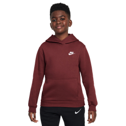 Boys' Grade School - Nike NSW Club LBR Fleece Hoodie - Dark Team Red/White