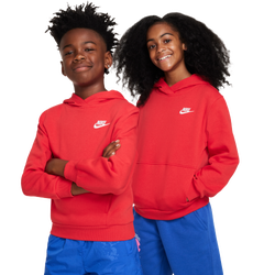 Boys' Grade School - Nike NSW Club LBR Fleece Hoodie - White/Red
