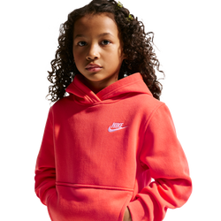 Boys' Grade School - Nike NSW Club LBR Fleece Hoodie - White/Turf Orange