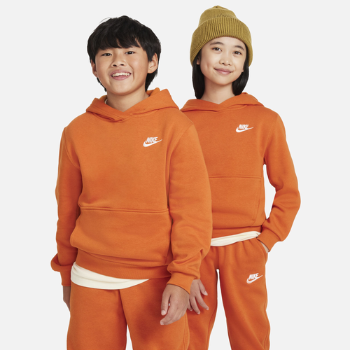 

Nike Boys Nike NSW Club LBR Fleece Hoodie - Boys' Grade School White/Orange Size S