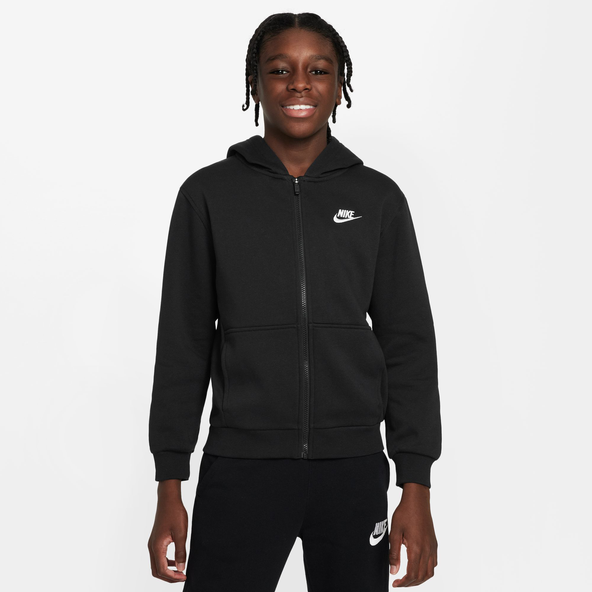 Nike Boys NSW Tech Fleece Full-Zip Hoodie - Dark Grey Heather/Black/Black Size M