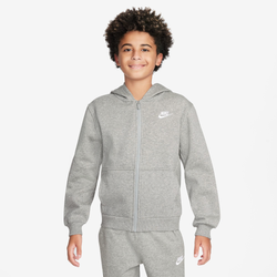 Boys' Grade School - Nike NSW Club Fleece Full-Zip LBR Hoodie - Dark Grey Heather/White