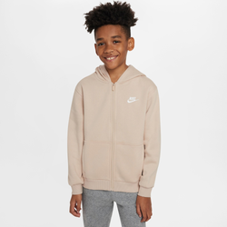 Boys' Grade School - Nike NSW Club Fleece Full-Zip LBR Hoodie - Sanddrift/White