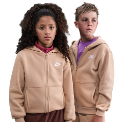 Boys' Grade School - Nike NSW Club Fleece Full-Zip LBR Hoodie - Hemp/White