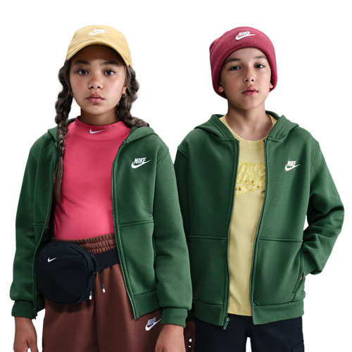BOYS - Nike NSW Club Fleece Full-Zip LBR Hoodie - Fir/White