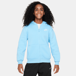 Boys' Grade School - Nike NSW Club Fleece Full-Zip LBR Hoodie - Aquarius Blue/Aquarius Blue