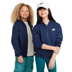 Boys' Grade School - Nike NSW Club Fleece Full-Zip LBR Hoodie - Midnight Navy/White