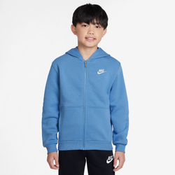 Boys' Grade School - Nike NSW Club Fleece Full-Zip LBR Hoodie - Blue Beyond/White