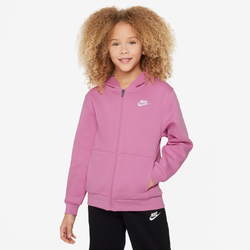 Girls' Grade School - Nike NSW Club Fleece Full-Zip LBR Hoodie - White/Pink