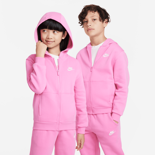 Shop Nike Boys   Nsw Club Fleece Full-zip Lbr Hoodie In Playful Pink/playful Pink