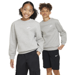 Boys' Grade School - Nike Club Fleece Crew LBR - White/Dk Grey Heather