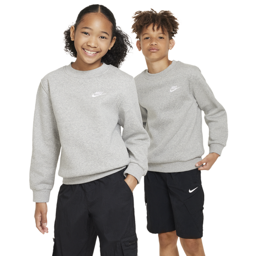 BOYS - Nike Club Fleece Crew LBR - White/Dk Grey Heather