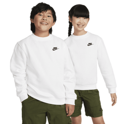 Boys' Grade School - Nike Club Fleece Crew LBR - White/Black