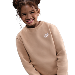 Boys' Grade School - Nike Club Fleece Crew LBR - White/Hemp