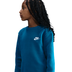 Boys' Grade School - Nike Club Fleece Crew LBR - Green Abyss/White