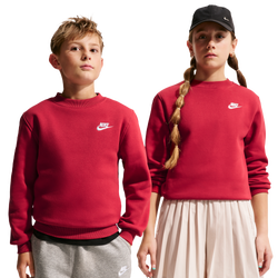 Boys' Grade School - Nike Club Fleece Crew LBR - Tough Red/White