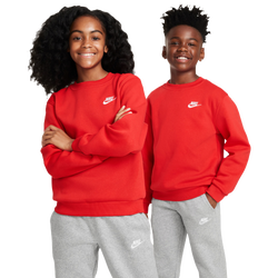 Boys' Grade School - Nike Club Fleece Crew LBR - University Red/White
