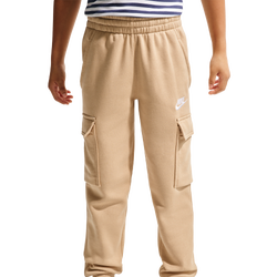 Boys' Grade School - Nike NSW Club Fleece LBR Cargo Pants - Linen/Linen/White