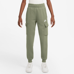 Boys' Grade School - Nike NSW Club Fleece LBR Cargo Pants - White/Oil Green