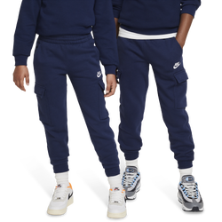 Boys' Grade School - Nike NSW Club Fleece LBR Cargo Pants - Midnight Navy/Midnight Navy/White