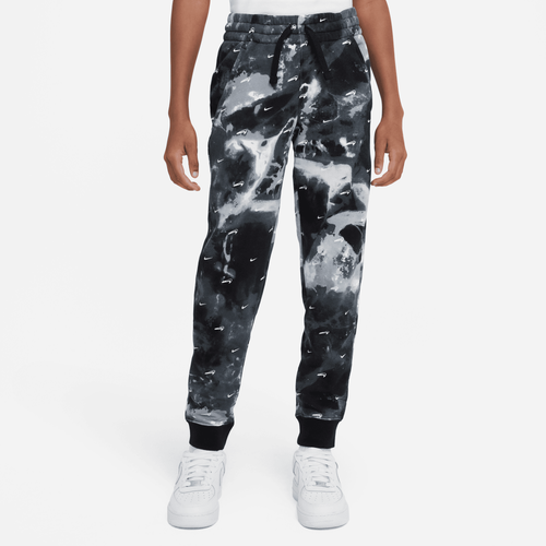 

Boys Nike Nike Club Futura AOP Joggers - Boys' Grade School Black/Black Size XL