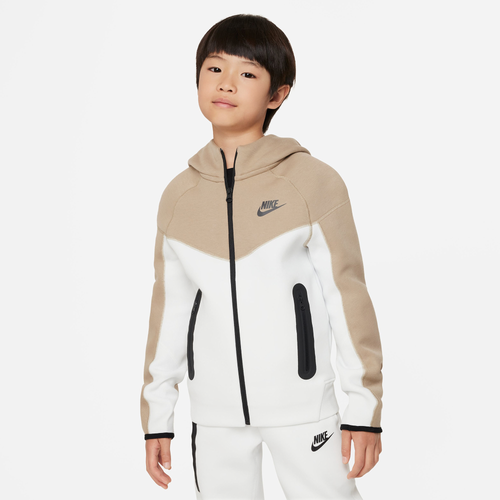 

Boys Nike Nike NSW Tech Fleece Full-Zip Hoodie - Boys' Grade School White/Black Size S