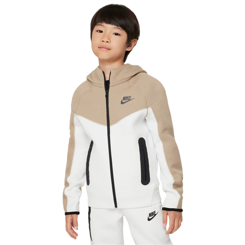 

Boys Nike Nike NSW Tech Fleece Full-Zip Hoodie - Boys' Grade School White/Black Size S