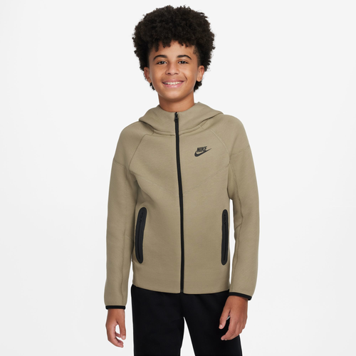 

Boys Nike Nike NSW Tech Fleece Full-Zip Hoodie - Boys' Grade School Neutral Olive/Black Size XL