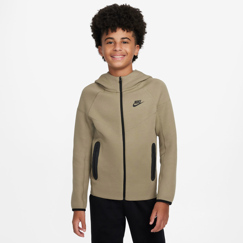 

Nike Boys Nike NSW Tech Fleece Full-Zip Hoodie - Boys' Grade School Neutral Olive/Black Size XS