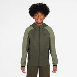 Boys' Grade School - Nike NSW Tech Fleece Full-Zip Hoodie - Khaki/Black/Oil Green