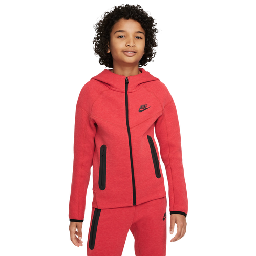 

Nike Boys Nike NSW Tech Fleece Full-Zip Hoodie - Boys' Grade School University Red/Black Size S