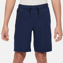 Boys' Grade School - Nike Tech Fleece Shorts - Black/Midnight Navy/Aquarius Blue