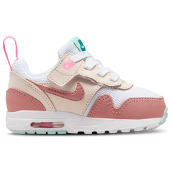 Girls' Toddler - Nike Air Max 1 EasyOn - White/Guava Ice/Red Starburst