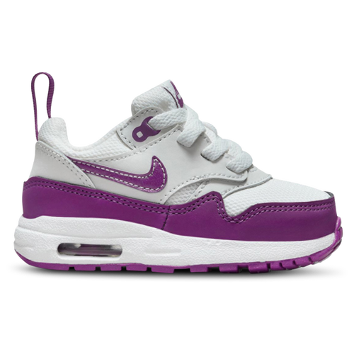 

Nike Boys Nike Air Max 1 EasyOn - Boys' Toddler Running Shoes White/Violet Size 7.0