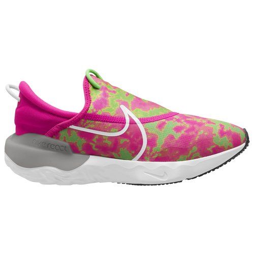 

Nike Girls Nike React Flow - Girls' Grade School Running Shoes Pink Prime/White/Green Strike Size 05.5