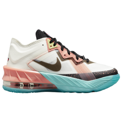 Boys' Grade School - Nike LeBron XVIII Low - White/Blue/Crimson Bliss