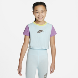 Girls' Grade School - Nike Crop T-Shirt - Glacier Blue/Violet Shock/Black