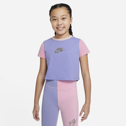 Girls' Grade School - Nike Crop T-Shirt - Light Thistle/Pink/Orange Pearl