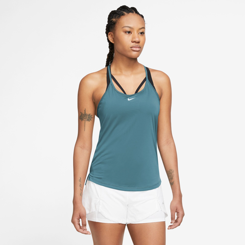 Nike Women's Dri-fit One Elastika Standard Fit Tank Top In Noise Aqua/white