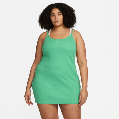 Nike Womens  Plus Sized Rib Dress In Spring Green/white
