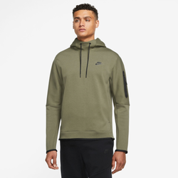 Men's - Nike Tech Fleece Pullover Hoodie - Olive/Black