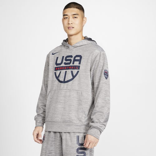 

Nike Mens Nike Olympic Spotlight Hoodie - Mens Dark Grey Heather/Blue/Red Size S