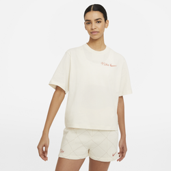 Women's - Nike NSW Short Sleeve Boxy T-Shirt - Beige/Black