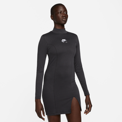 Women's - Nike NSW Air LS Dress - Black/Dark Smoke Grey/White